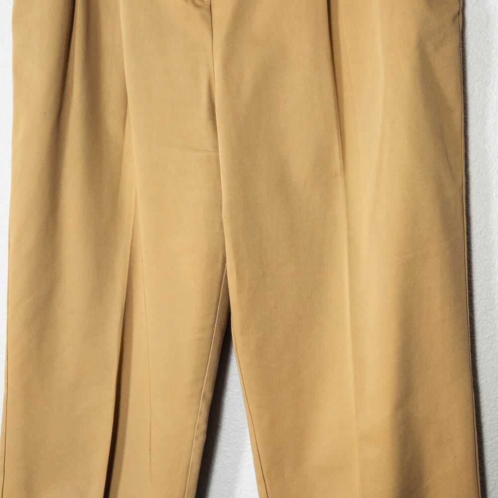 Lands End Khaki Pleated Trousers Size 12 Minimalist Officewear Pants - Picture 4 of 8